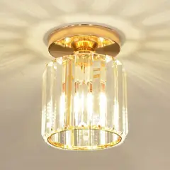 PUREPOWER - Mini lámpara de techo moderna e27 araña cristal Oro
