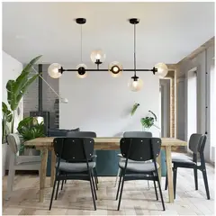 GENERICO - Lampara colgante para techo 6 luces con globos de cristal