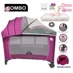 BABY KITS - Cuna Corral para Bebé Roma Rosado Colchón