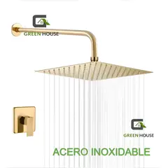 IMPORTADO MC - JUEGO DE DUCHA ACERO 8 PULGADAS + MEZCLADORA DE DUCHA DORADO