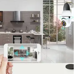 GENERICO - Camara de Seguridad Espia Modelo Foco con WIFI de 360° Videocamara