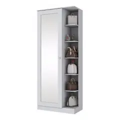 AMUEBLE - Zapatera de melamina con espejo BRASILIA Tiendas BLANCO