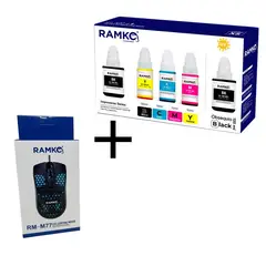 RAMKO - Pack de tinta compatible GI190 + 1 tinta negra y un mouse gratis
