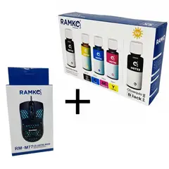 RAMKO - Pack de tinta compatible gt52/gt53 + 1 tinta bk y mouse gratis