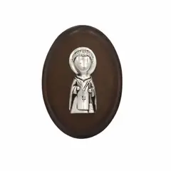 ARGENTARIA - Medalla Oval 10cm San Martín - Plaqué y Madera