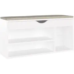 AMUEBLE - Zapatera tapizada FARY Melamina  Tiendas BLANCO