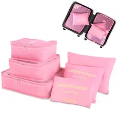 MINARI - Set Organizadores de Maleta Bolsas Impermeable de Viaje 6PCS Rosa 92B