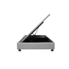 MUEBLES MACRUMO - Box Espacio Tarima reforzado 2 Plazas + Tela ALPHA (Color Gris Plata)