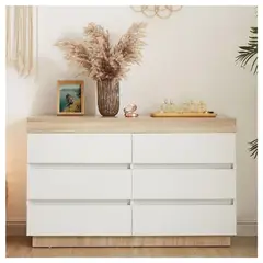 VENTITAS HOME - Cómoda Catriona 6 Cajones Blanco Y Duna