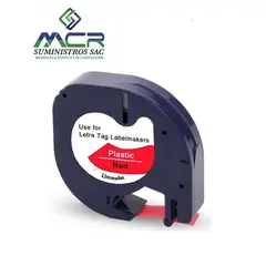 GENERICO - CINTA ROJO PLASTICO 12MM X 4M PARA ETIQUETADORA DYMO LETRATAG LT-100H