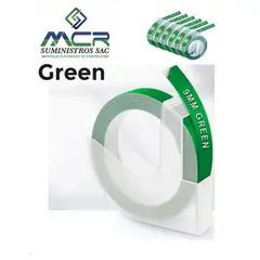GENERICO - CINTA VERDE DE 9MM X 3,5 M PARA ETIQUETADORA DYMO MANUAL