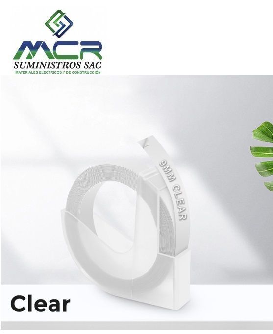 CINTA TRANSPARENTE DE 9MM o 3/ 8 X 3,5 m PARA ETIQUETADORA DYMO MANUAL