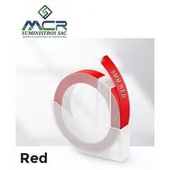 GENERICO - CINTA ROJO DE 9MM X 3,5 m PARA ETIQUETADORA DYMO MANUAL