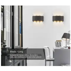 GENERICO - Pack 2 Lamparas de pared Aplique LED 6 W Negro Luz Cálida