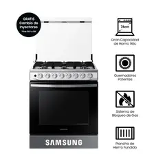 SAMSUNG - Cocina a Gas 6 hornillas NX52T5311PS,Black Smog