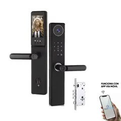 TECH CARE - Cerradura Smart Grande con Cámara Huella Clave Tarjeta App y Llave
