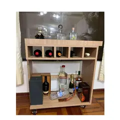 AMUEBLE - MUEBLE BAR ESQUINERO MELAMINA * CHICAGO * MARRON melamina de 18mm