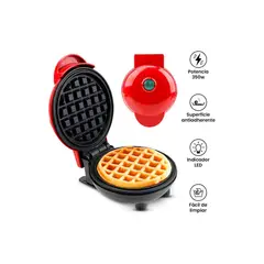 ITELSISTEM - Waflera Mini Electrica Marker 350W Rojo Antiadherente