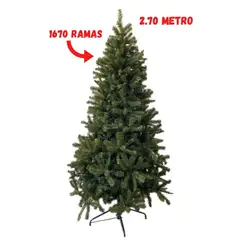 FLORIPA - Árbol de Navidad Verde de 2.70m y 1670 Ramos PIN270