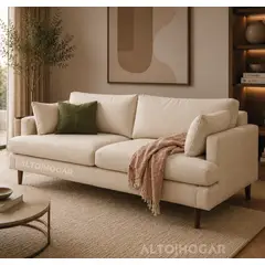 ALTO HOGAR - Sofá Vintage Ina 3 Cuerpos Crema - Tapiz antifluido + Cojines decorativos
