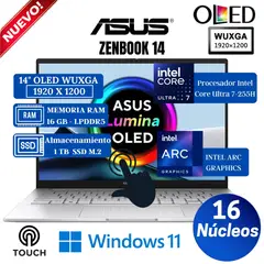 ASUS - Laptop Asus Zenbook 14" OLED WUXGA Touch, Core Ultra 7-255H, Ram 16GB, SSD 1 TB, Win 11 Home
