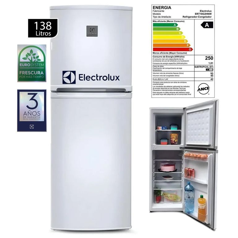Refrigeradora Electrolux 138L Frost 2 Puertas Blanco ERT18G2HNW