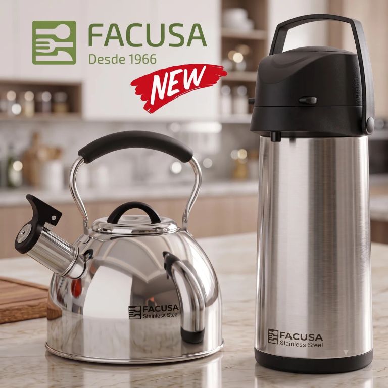 Combo Tetera 2.5 Lt. Acero Inoxidable + Termo Sifón 1.9 Lt. IRROMPIBLE Facusa - GARANTIA
