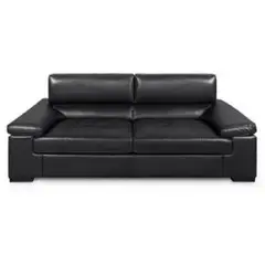 DMUEBLES - Sofá 100% Cuero Berlín 3 Cuerpos Negro.