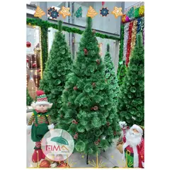 GENERICO - Árbol de Navidad verde 2.4 m frondoso con piñas y cerezas decorativas