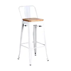 MOBELART - Banco para Bar Cloe con asiento madera Blanco möbelArt