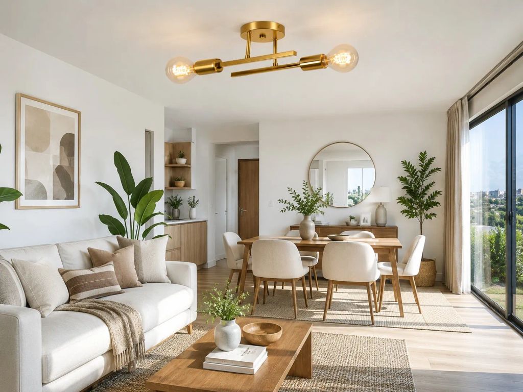 Lámpara de techo moderna de decoración de 2 luces sin focos