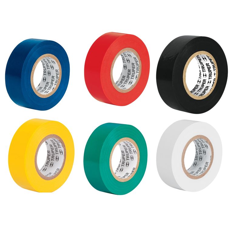 Kit cinta aislante 6 colores, 19mm x 9m