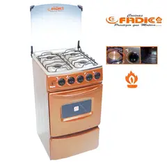 FADIC - Cocina con tapa de vidrio y horno sami 4h cobre