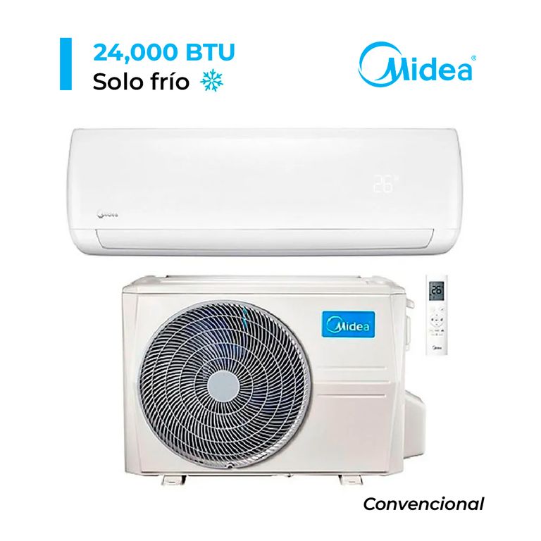 AIRE ACONDICIONADO MIDEA SPLIT DE 24,000 BTU CONVENCIONAL FRIO SOLO