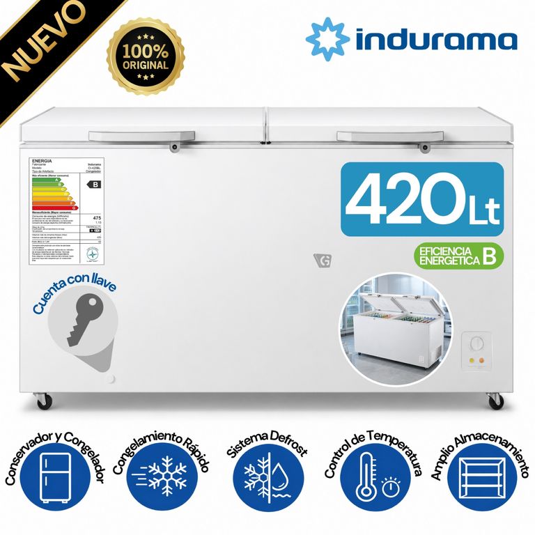 Congeladora Indurama Defrost 420L CI-420BL Blanco