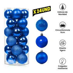 GENERICO - Cilindro Esferas Navideñas Por 24 Und Numero 8 - Azul