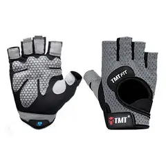 TMT - Guantes Gym W46 Gris Transpirables Fitness Crossfit