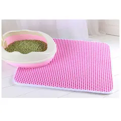 QUE PATAS PET SHOP - Alfombra para Arenero Doble Capa Antideslizante Rosado