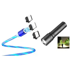 GENERICO - Cable Cargador Led Magnético 3 en 1+Linterna LED mini recargable