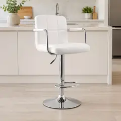 MOBELART - Banco para Bar Nill con brazos giratoria Blanco möbelArt