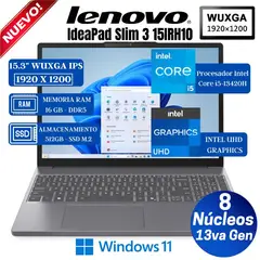 LENOVO - Laptop IdeaPad Slim 3 15IRH10 15.3" WUXGA IPS, Core i5-13420H, Ram 16GB, SSD 512GB, Win 11