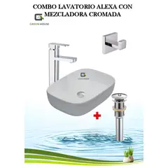 GREEN HOUSE - COMBO LAVATORIO ALEXA CON MEZCLADORA CROMADA