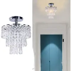 HOME NEAT - Lámpara de Techo Cristal E27 Cromo - Incluye 1 E27
