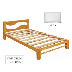 GENERICO - Cama Ballena Desarmable Madera Capirona 1 Plaza y Media