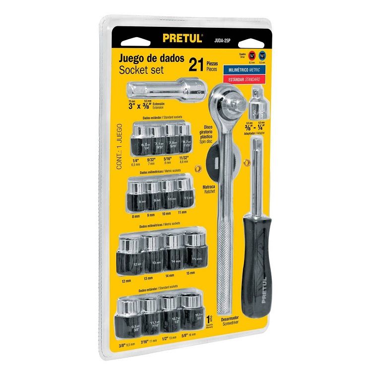 JGO RATCHET Y DADOS 21 PZAS 21162 PRETUL