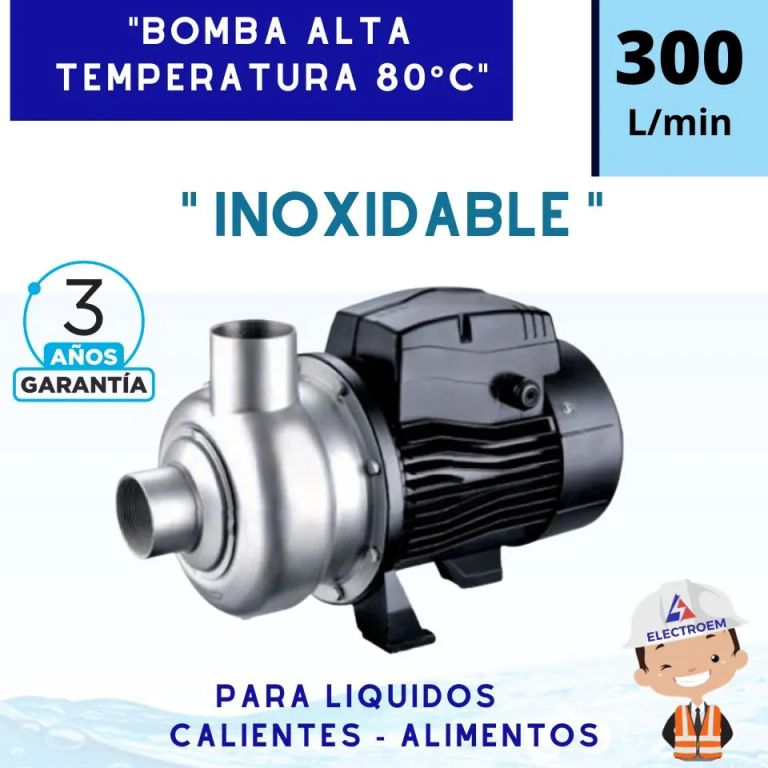 BOMBA INOXIDABLE DE 1 HP 300L/min PARA LECHE, CERVEZA Y MAS.