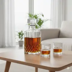 GENERICO - Coleccion "Elysian Diamond" Set de Licorera y 6 Vasos Geometría y Brillo Superior