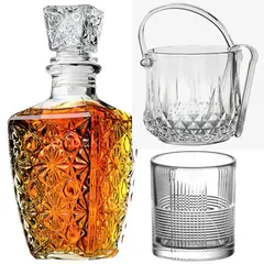 ICHIMATSU - Jgo 8pc Vasos, Hielera, Cadamada, Whiskera Jerez, Brandy, Escoces 1000 ml