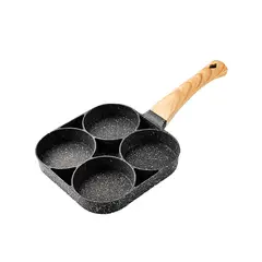 GENERICO - SARTEN ANTIADHERENTE DE 4 DIVISIONES 17 CM CON MANGO LARGO GRIS