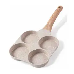 GENERICO - SARTEN ANTIADHERENTE DE 4 DIVISIONES 17 CM CON MANGO LARGO BEIGE
